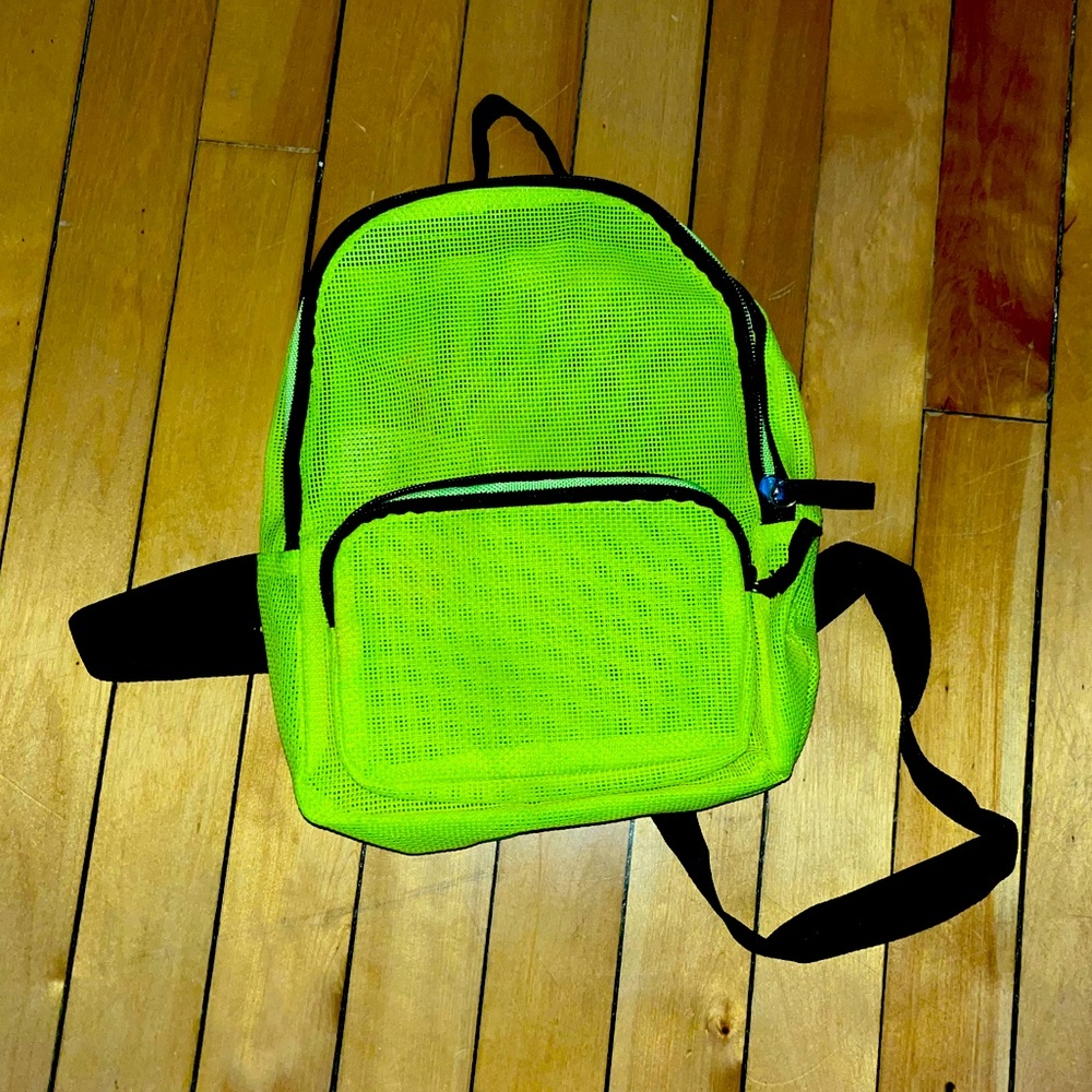 NEON GREEN RAVE BACKPACK!!
